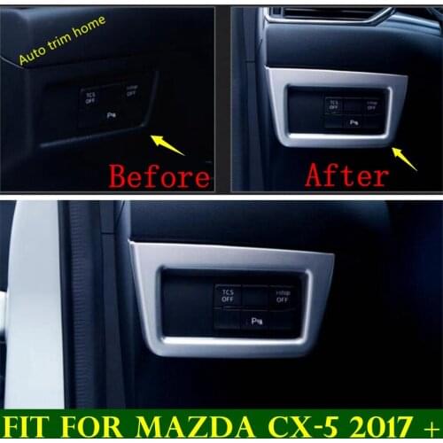 Lapetus Head Lights Lamps Switch Button Frame Cover Trim Fit For Mazda CX-5 CX5 2017 - 2021 ABS Matte Style / Auto Accessories
