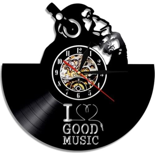 Music Gorilla Monkey with Headphone Vinyl Record Wall Clock Chimp Thinker Monkey Gorilla Wall Clock Music Lover Rock n Roll Gift