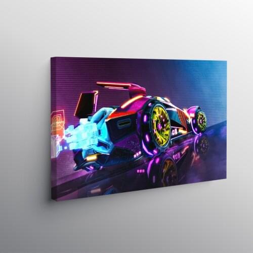 Neon car rocket league vaporwave art Poster Framed Wooden Frame Canvas Painting Wall Art Decor Study Home Decoration Prints