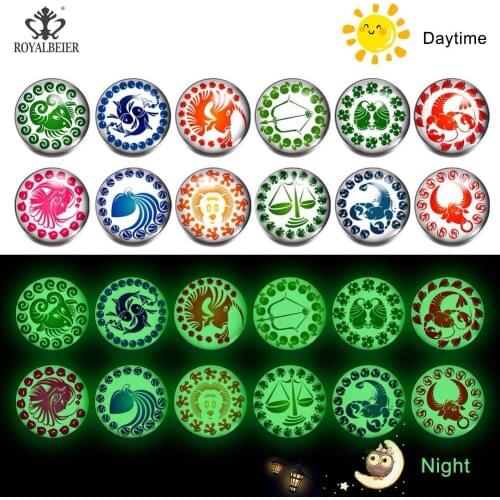 RoyalBeier New Round Luminous Light Halloween Theme Glass Snap Button Fit 18mm Snap Bracelet for Women Accessories Dropship