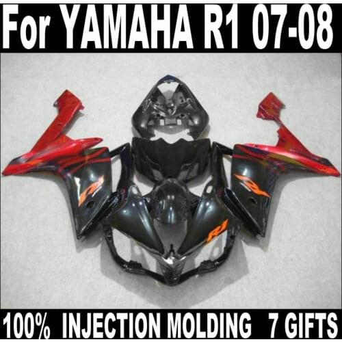 Injection molding fairing for Yamaha YZFR1 2007 2008 red black body work parts fairing kit YZFR1 07 08 BC61