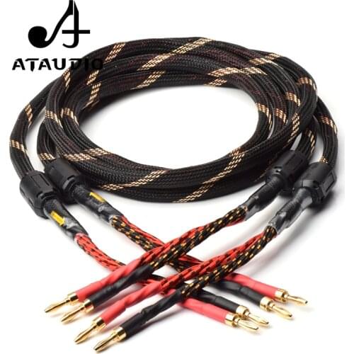 One Pair ATAUDIO HIFI speaker cable high Quality amplifier 4n OFC speaker cable with Banana plug