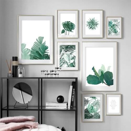 Monstera Palm Leaf Lotus Leaf Nordic Posters And Prints Wall Art Canvas Painting Plants Wall Pictures For Living Room Home Decor