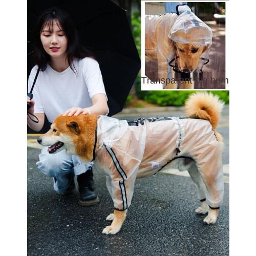 Dog Raincoat Pet Transparent Big Brim Waterproof Detachable Raincoat Pet Fashion Raincoat Clothing Pet Supplies