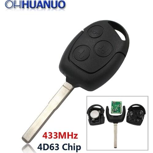 Car Key Replacement Remote 3 Button Adjustment For Ford FOCUS 2003-2008 FOB 433 MHz 4D63 Chip Auto Refit Remote Car Key