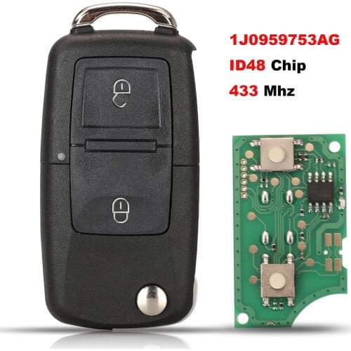 Jingyuqin Remote Key DIY for VW/VOLKSWAGEN Beetle Bora Golf Passat Polo Transporter T5 1J0959753AG / HLO 1J0 959 753 AG