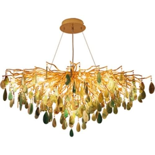 Luxury Colorized Agate LED Chandelier Lighting Lustre Suspension Luminaire Lampen Hanging Lamps For Foyer Dinning Room