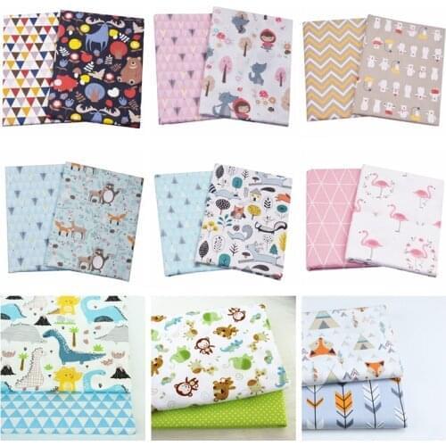 50x40cm Cartoon Animals Bear Twill 100% Cotton Printed Fabric For Quilting Sewing Fat Quarters Material For Children Baby