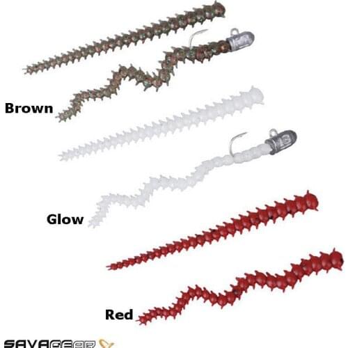 Savagear LRF Live Ragworm Kit (18 + Pcs of) red-Brown-Glow Artifical Fragrant Forage Bouncing Micro Jig Heads Fishing in Saltwater and Freshwater