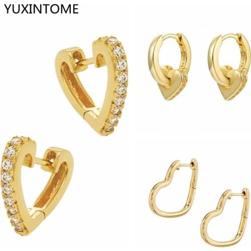 925 silver ear buckle Hoop Earrings Gold Silver Color Heart CZ Zircon Small Circle Huggie Earrings For Women Fine Jewelry Gifts