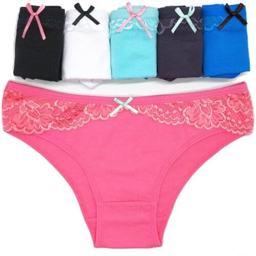6 Pieces a Pack New Cotton Panties for Women Sexy Lace Ladies Briefs Lingerie Female Comfortable Panty Floral Womens Underpants