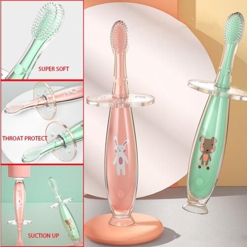 Ultra Silicone Kids Training Toothbrush Baby Toddlers Dental Oral Care Tooth Brush Tools Standable Baby Teeth Cleaning Brush