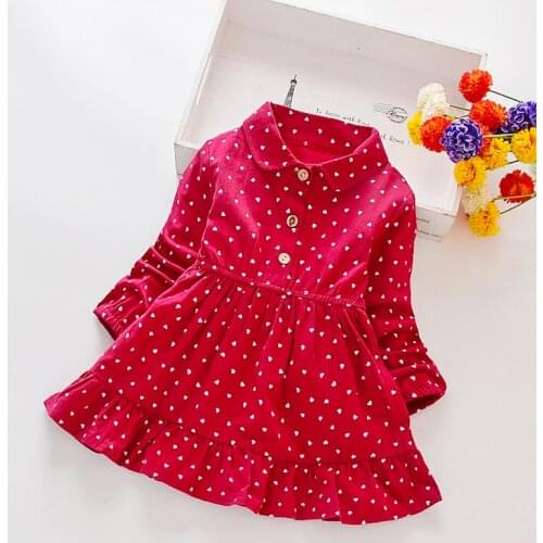 Thicken Cotton 1-8Y Baby Girl Dress Long sleeve Dresses For Girls Autumn Toddler Kids Sweet Clothes Elegant Flower Printed Dress