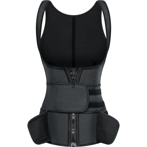 High Quality Inner Big Hooks Double Compression Belts Women Latex Waist Trainer Corset Zipper Vest Body Shaper Plus Size