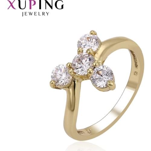 Xuping Fashion Popular Design Charm Style for Women Light Yellow Gold Color Plated Rings for Valentines Day 14215