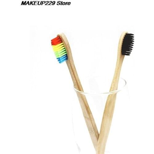 Environmentally Wood Bamboo Toothbrush Environment Wooden Rainbow Bamboo Toothbrush Oral Care Soft Bristle 4 Colors