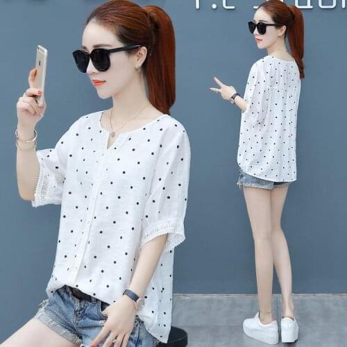 Half Sleeve Print Blouse Womens Tops and Blouses Shirts 2021 Summer Fashion Office Lady Shirt Women Blusas Feminine Top XY3