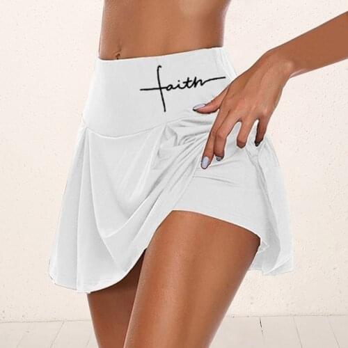 Women Sport Athletic Skirted Yoga Shorts Letter Print Pleated Tennis Golf Skirt Workout Anti-emptied 2 1 Biker Shorts