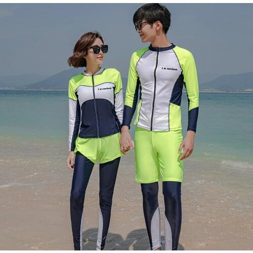 2021 New Couple Swimsuit Long Sleeve Rashguard Women Trousers 5 Piece Set Beach Wear Hot Spring Vacation Surfing Diving Suit