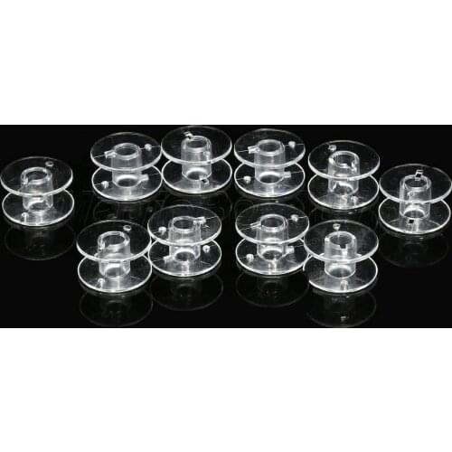 10Pcs Plastic Transparent Clear Empty Thread Spool Bobbins String Home Sewing Machine Spools Bobbin for Janome Singer Brother