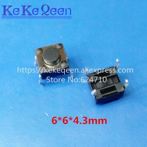 100PPcs/Lot 6*6*4.3MM 6x6x4.3mm DIP-4 Push Button Switches Tactile Switches Tact Switch Micro Switch