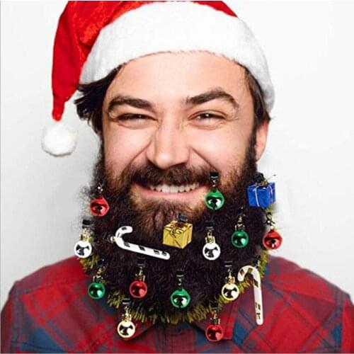 12PCS Christmas Bulb Beads Beard Ornament Colorful Christmas Clip Ball Ornament Xmas Beard Pendant Bright XMAS Ball