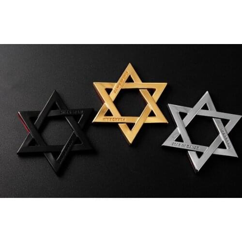3D Metal Star of David Jewish Hexagram Auto Emblem Badge Motorcycle Decals Sticker Car Accessories