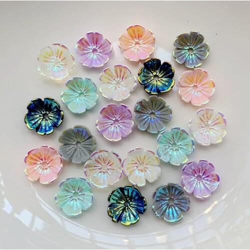 50PCS 10MM 1 hole resin bowl shell model 7 colors 5 petals flower spacing bead bracelet jewelry wedding DIY clipbook accessories
