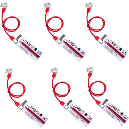 6PCS 008S 3 In 1 PCI-E PCI Express Riser Card PCI-E Extender Board 1x To 16x USB 3.0 Cable For Bitcoin Mining BTC Graphics Card