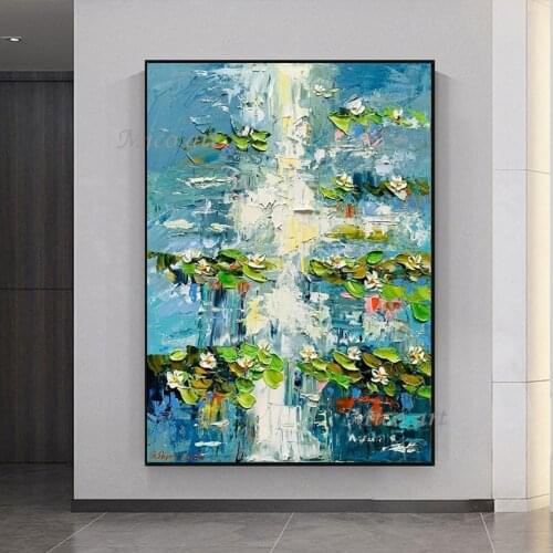 Abstract Canvas Painting Hand Painted Palette Knife Flowers Oil Painting Modern Decor Piece Unframed Floral Pictures Wall Art
