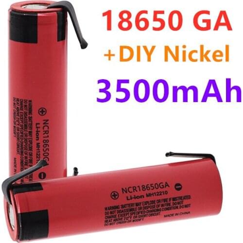 NCR 18650GA 20A discharge 3.7V 3500mAh 18650 Battery rechargeable battery for toy flashlight flat-top lithium battery+Nickel