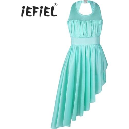 Kids Girls Ballet Tutu Dress Costumes Ruched Cutout Back with Clasp Irregular Hem Ballet Dance Gymnastics Leotard for Kids