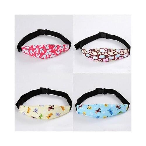 Safety Baby Kids Safety Belt Fixation Cotton Printed Cartoon Animal Stroller Car Seat Sleep Aid Head Support Holder Adjustable