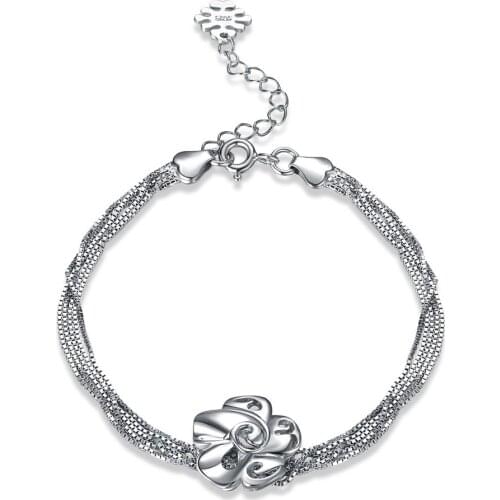 ZEMIOR 925 Sterling Silver Bracelet For Women Simple Flower Charm Bracelets Fine Silver Jewelry Anniversary Give Girlfriend