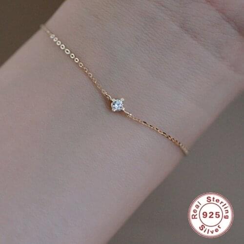 CCFJOYAS 925 Sterling Silver 14K Gold plated Bracelet European and American Simple Crystal Zircon Bracelet New Arrival
