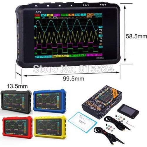 DS213 DSO213 MINI Digital Oscilloscope 4 Channel 100MS/S LCD Display USB Oscilloscopio Pocket-Sized Storage Oscilloscope