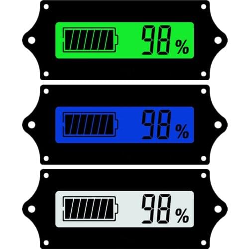 Blue Green 12V LY6W Lead Acid Battery Capacity Indicator LCD Digit Display Meter Lithium Battery Power Detector Tester Voltmeter