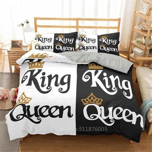3Pcs Crown King Queen Couple Bedding Sets Nordic Kids Adult Lovers Quilt Cover Bed Covers 3D Print Luxury Duvet Cover