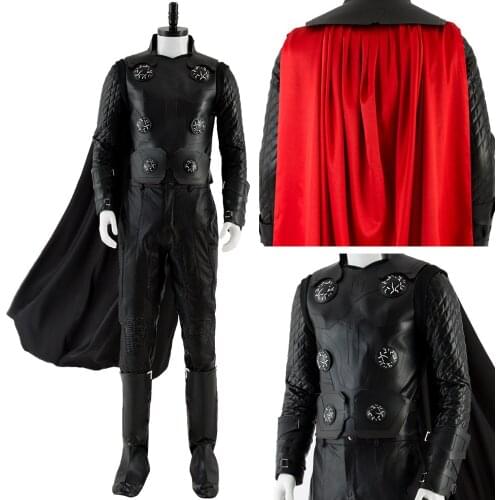 Thor Cosplay Costume Black Red Cloak Uniform Outfits Halloween Carnival Suit