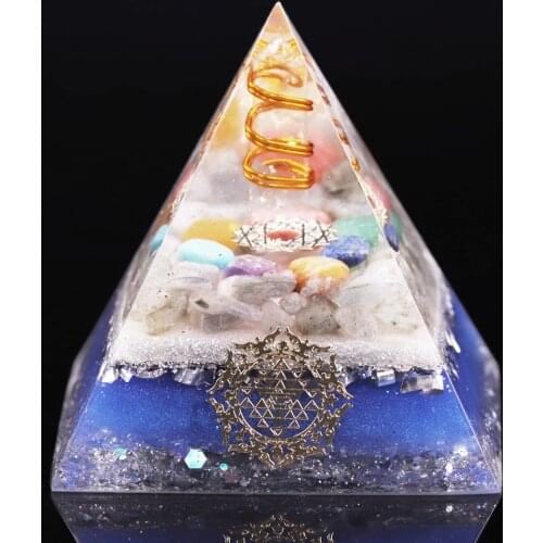 7 Chakra Crystal Stones Orgone Pyramid Generator Energy Accumulator Orgonite Reiki Pyramid For Positive