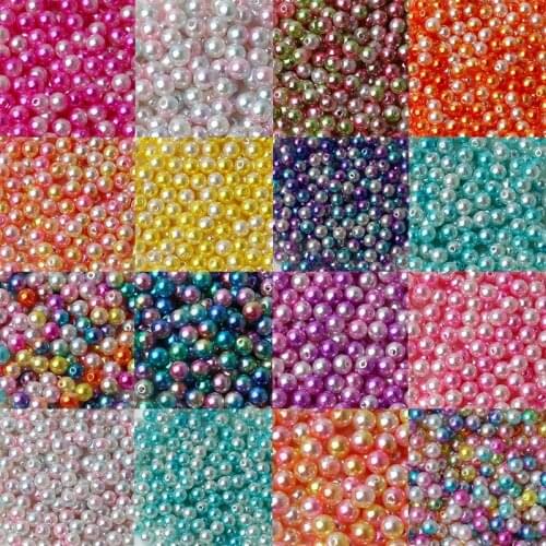 100Pcs 8mm ABS Rainbow Color Round Imitation Pearl Beads Acrylic Loose Spacer For DIY Jewelry Necklace Making Craft Accessories
