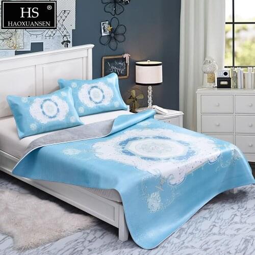 LightSkyBlue Floral pattern Cowhide mat 3 PCS Full grain leather mat Air conditioner mat thick 3.8 MM Size Can be customized