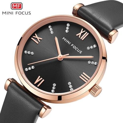 MINI FOCUS New Watches Women Luxury Fashion Ladies Waterproof Watch Black Leather Casual Female Clock Womens Gift Montre Femme