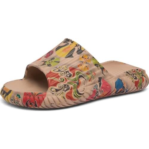 Jumpmore Fashion Men Slippers Chinese Style Sandals Casual Flats Shoes Size 40-47