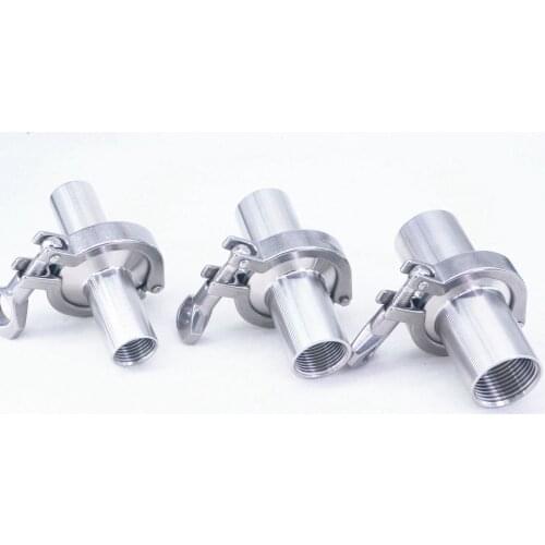 Set 50.5mm Ferrule Fitting +Clamp+Gasket 1/2" 3/4" 1" NPT Female Tri Clamp 304 Stainless Sanitary Fitting Brew Beer