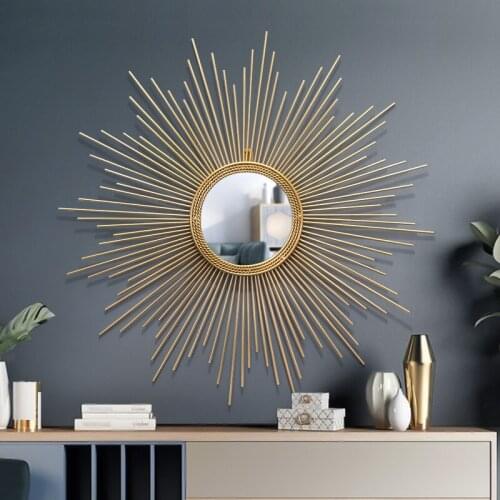 Sunburst Wall Mirror Sun Shape Decorative Mirror Round Makeup Mirror Home Living Room Decorative Wall Mirrors