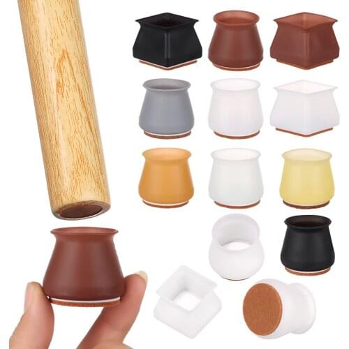 4PCS Non-Slip Chair Leg Caps Mats Silicone Table Legs Socks Covers Feet Pads Bottom Cover Pads Furniture Wood Floor Protectors