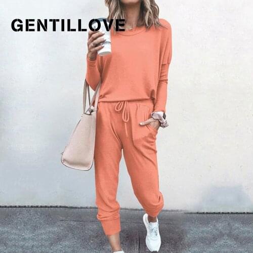 Autumn Retro Harajuku Solid Suits O Neck Pullovers and Drawstrings Elastic Pants Two Piece Sets Casual Long Sleeve Tracksuits