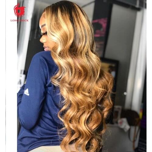 Highlight Wig Human Hair Ombre Lace Front Wig Brazilian Hair Wigs For Black Women 30 Inch Honey Blonde Body Wave Lace Front Wig