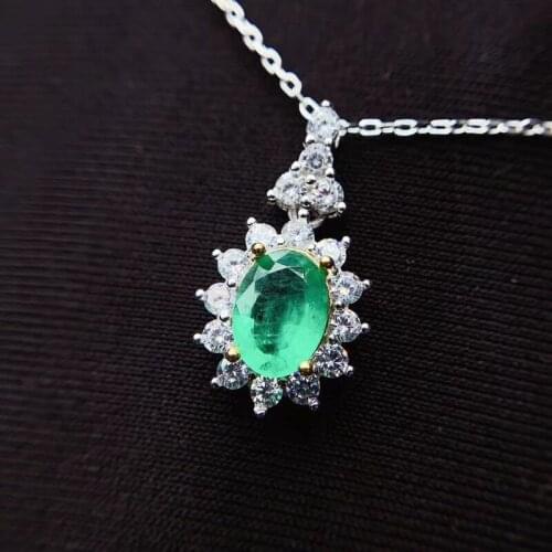 Natural Real Emerald Pendant Fahsion Necklace 925 Sterling Silver For Men or Women Birthday Best Gift